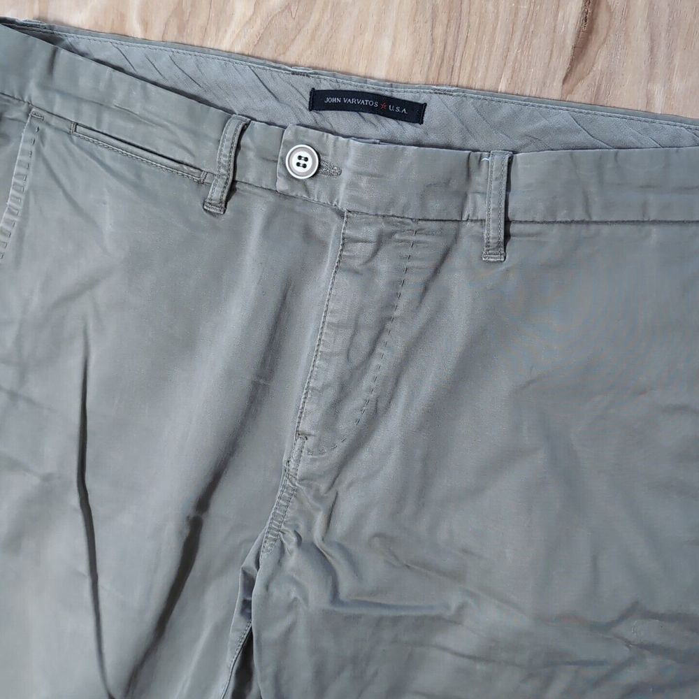 John Varvatos Chino Pants Mens Sz 34"X29" Green Slim Straight Fit Stretch